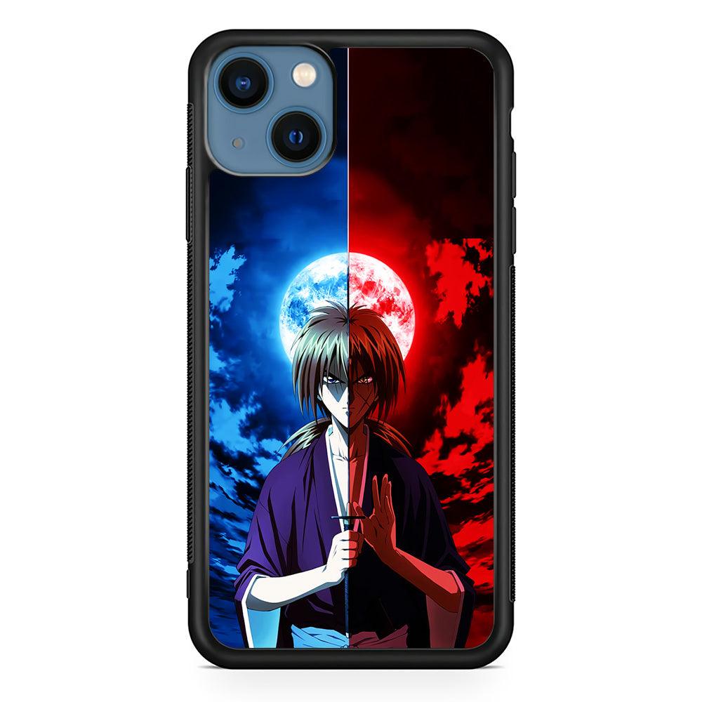 Samurai X Kenshin Red Blue Sky iPhone 13 Mini Case-Rubber / Black (2D Case)-Xtracase