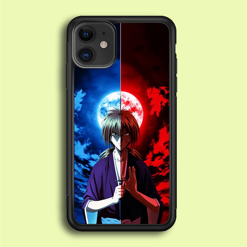 Samurai X Kenshin Red Blue Sky iPhone 12 Case-Rubber / Black (2D Case)-Xtracase