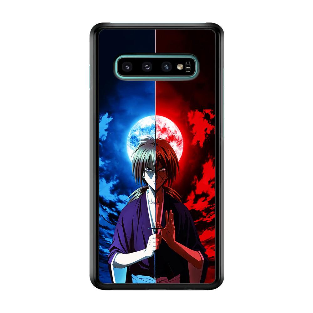 Samurai X Kenshin Red Blue Sky Samsung Galaxy S10 Plus Case-Rubber / White (2D Case)-Xtracase