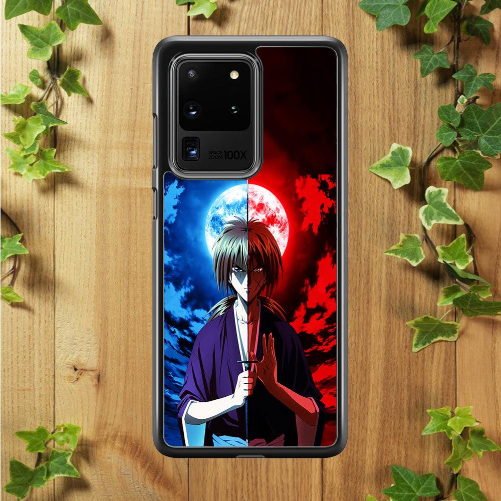 Samurai X Kenshin Red Blue Sky Samsung Galaxy S20 Ultra Case-Rubber / Black (2D Case)-Xtracase
