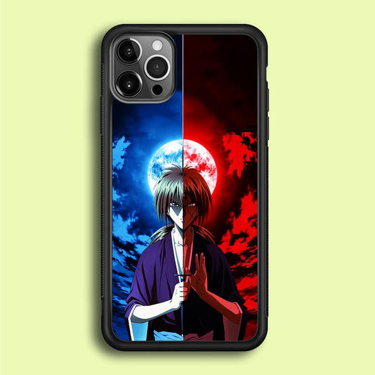 Samurai X Kenshin Red Blue Sky iPhone 12 Pro Max Case-Rubber / Black (2D Case)-Xtracase