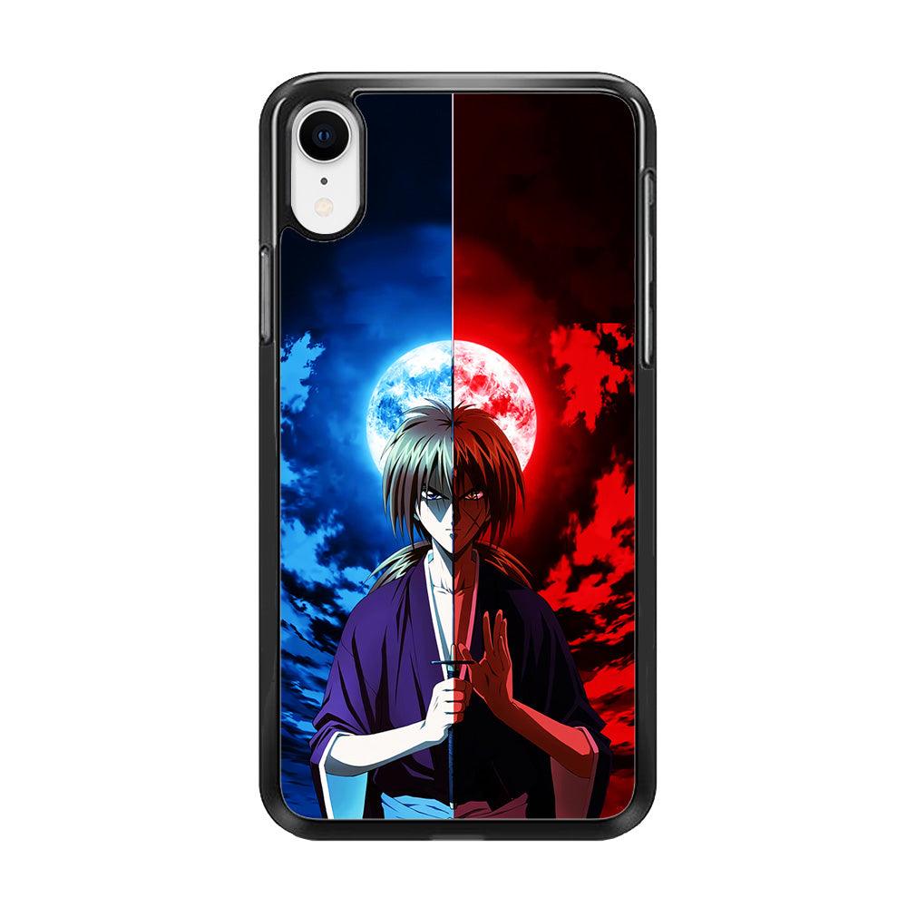 Samurai X Kenshin Red Blue Sky iPhone XR Case-Rubber / Black (2D Case)-Xtracase