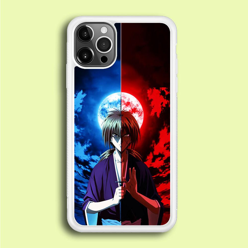 Samurai X Kenshin Red Blue Sky iPhone 12 Pro Case-Rubber / White (2D Case)-Xtracase