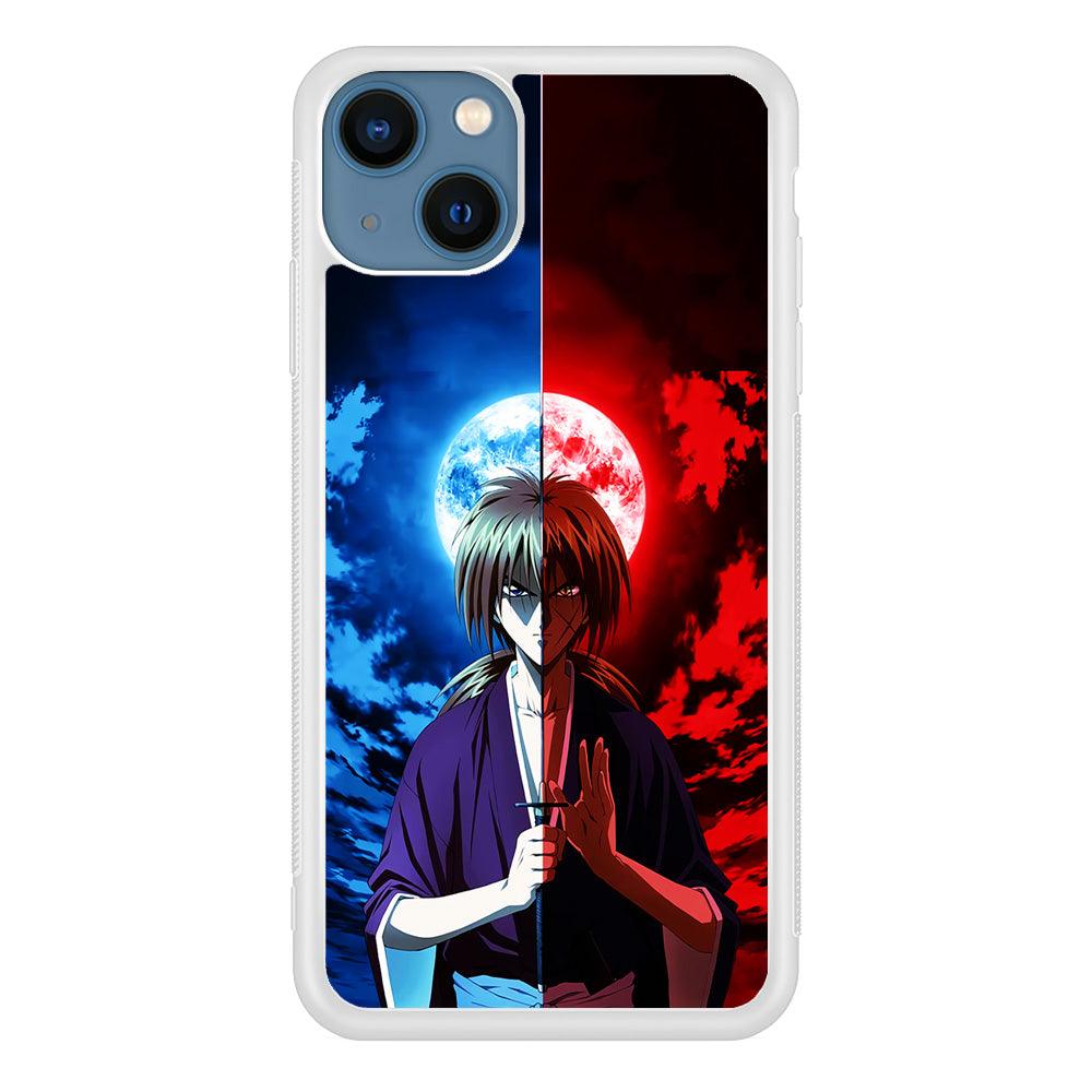 Samurai X Kenshin Red Blue Sky iPhone 13 Pro Case-Rubber / White (2D Case)-Xtracase