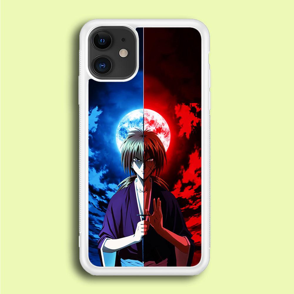 Samurai X Kenshin Red Blue Sky iPhone 12 Case-Rubber / White (2D Case)-Xtracase