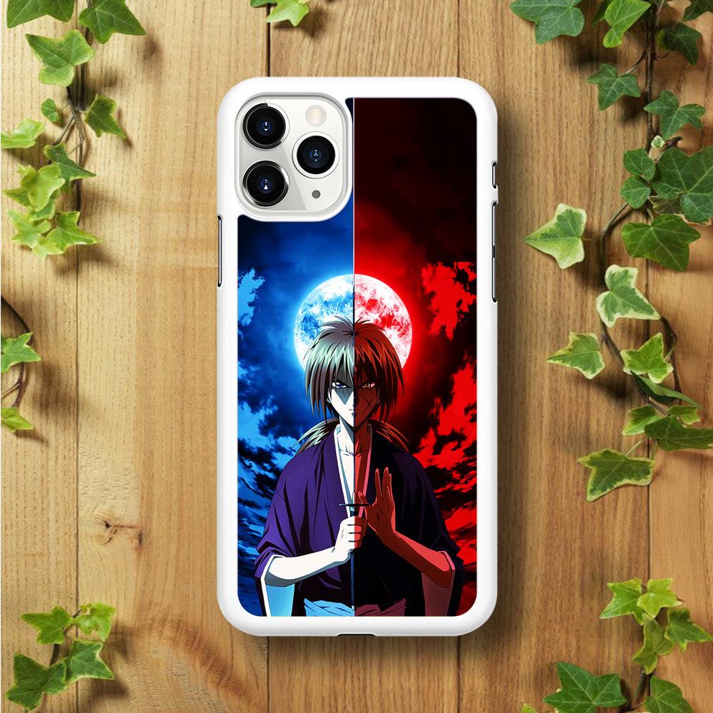 Samurai X Kenshin Red Blue Sky iPhone 11 Pro Max Case-Rubber / White (2D Case)-Xtracase