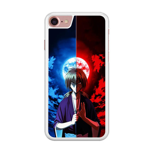 Samurai X Kenshin Red Blue Sky iPhone SE 2020 Case-Rubber / White (2D Case)-Xtracase