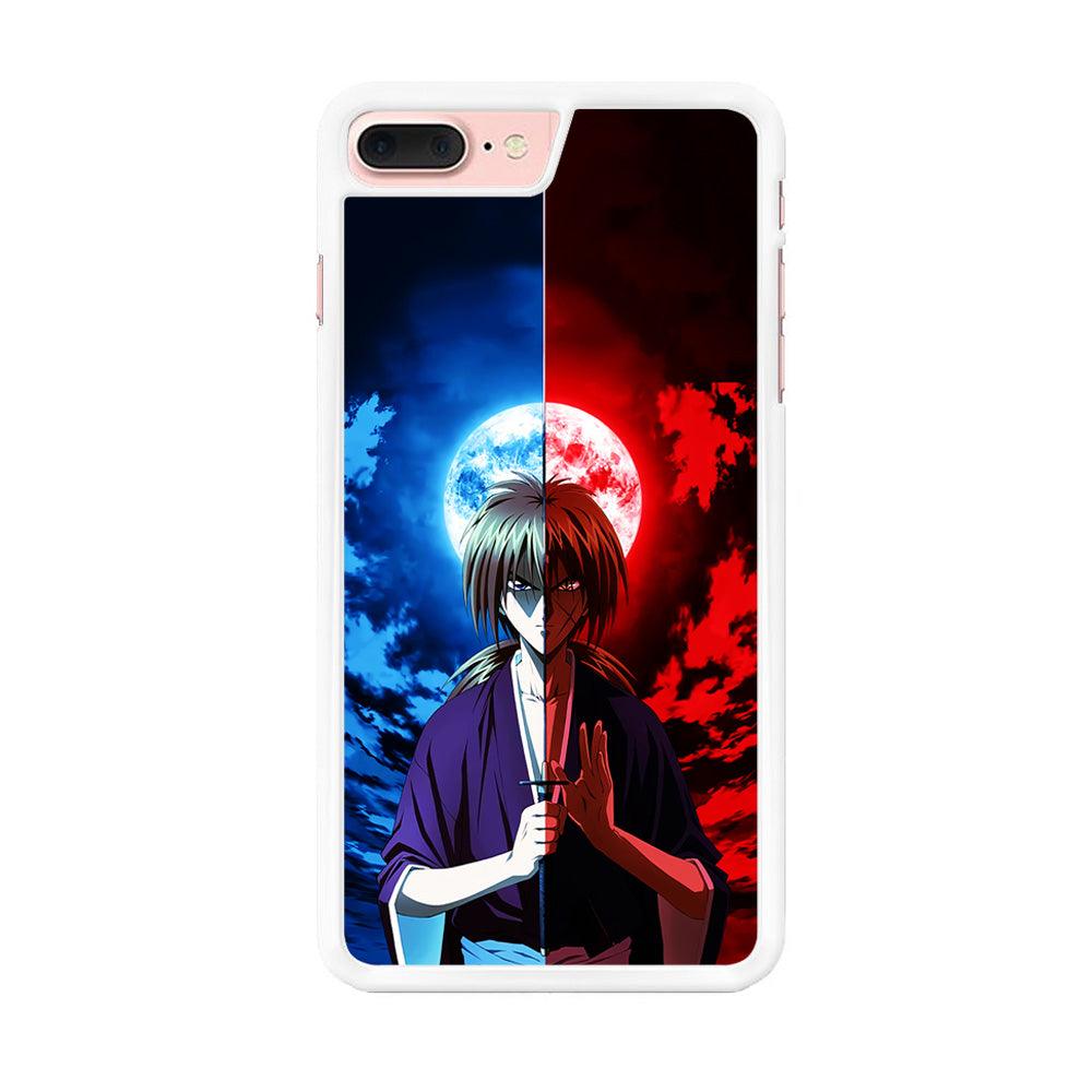 Samurai X Kenshin Red Blue Sky iPhone 8 Plus Case-Rubber / White (2D Case)-Xtracase
