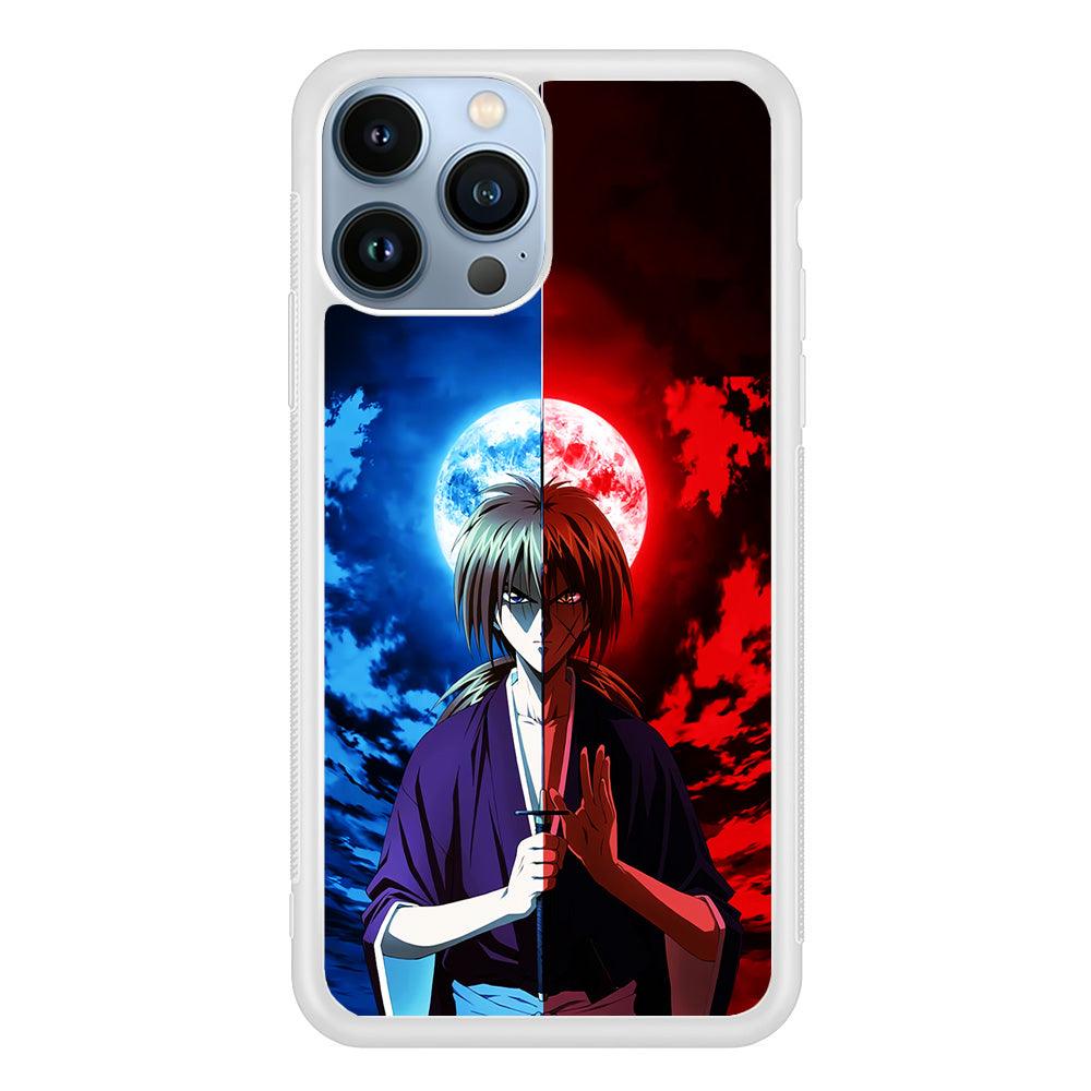 Samurai X Kenshin Red Blue Sky iPhone 13 Pro Max Case-Rubber / White (2D Case)-Xtracase