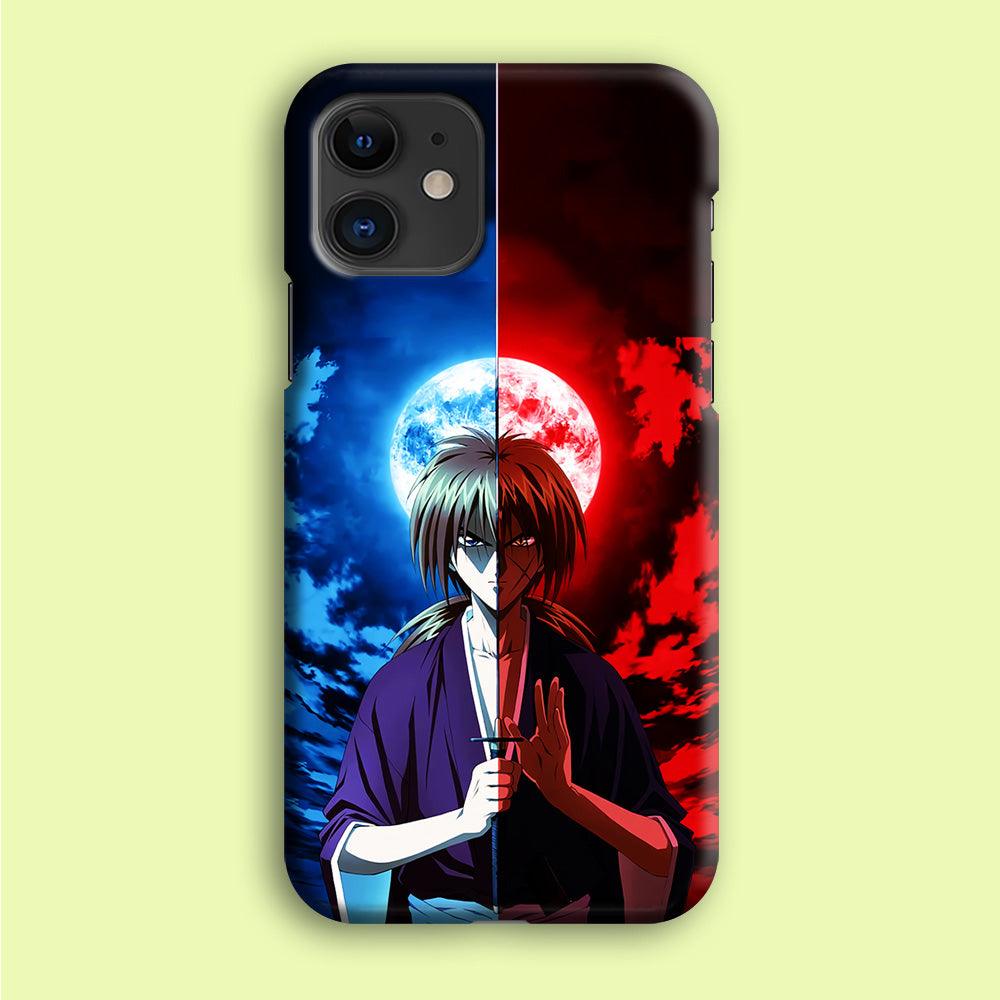 Samurai X Kenshin Red Blue Sky iPhone 12 Mini Case-Plastic / Full Wrap (3D Case)-Xtracase