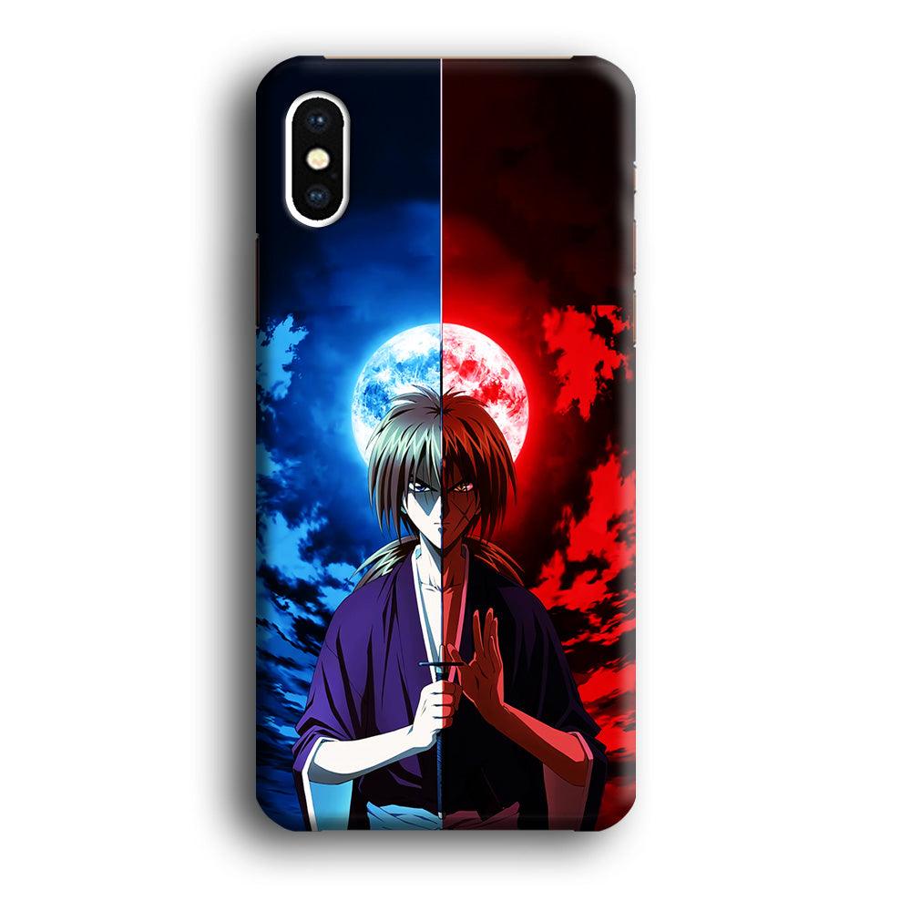 Samurai X Kenshin Red Blue Sky iPhone Xs Case-Plastic / Full Wrap (3D Case)-Xtracase