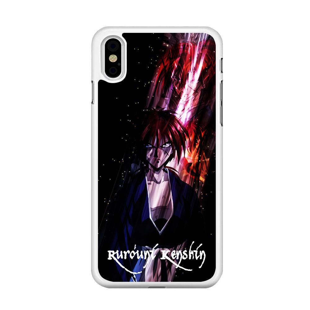 Samurai X Rurouni Kenshin iPhone Xs Max Case-Rubber / White (2D Case)-Xtracase