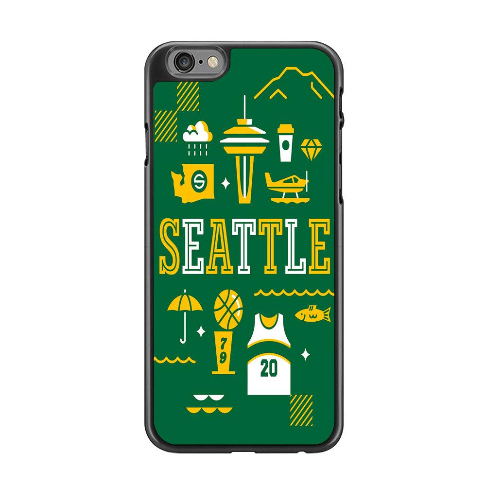 Seattle SuperSonics Basketball iPhone 6 | 6s Case-Rubber / Black (2D Case)-Xtracase