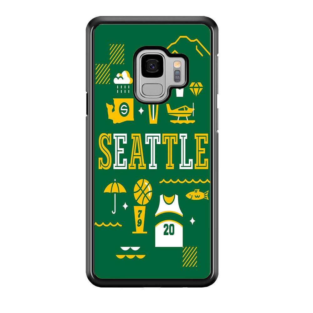 Seattle SuperSonics Basketball Samsung Galaxy S9 Case-Rubber / White (2D Case)-Xtracase