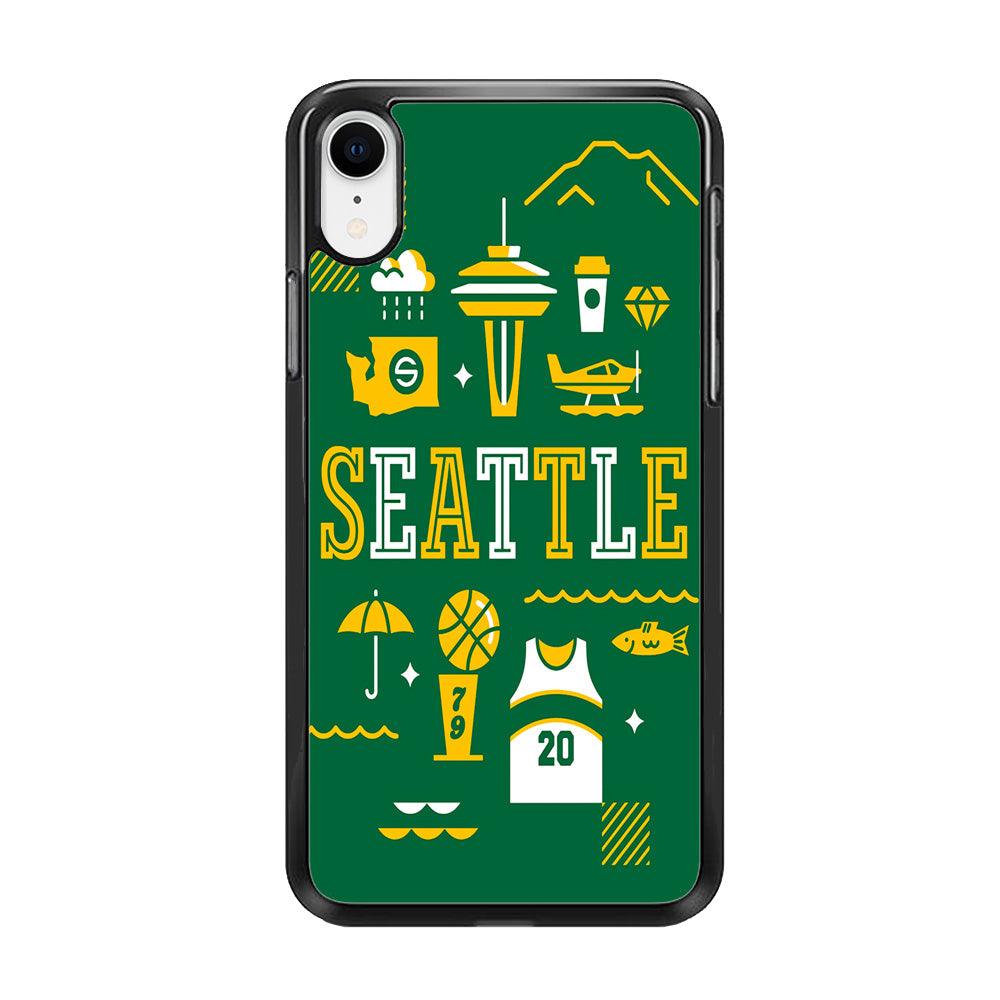 Seattle SuperSonics Basketball iPhone XR Case-Rubber / Black (2D Case)-Xtracase
