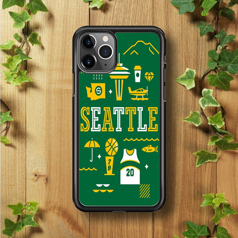 Seattle SuperSonics Basketball iPhone 11 Pro Max Case-Rubber / Black (2D Case)-Xtracase