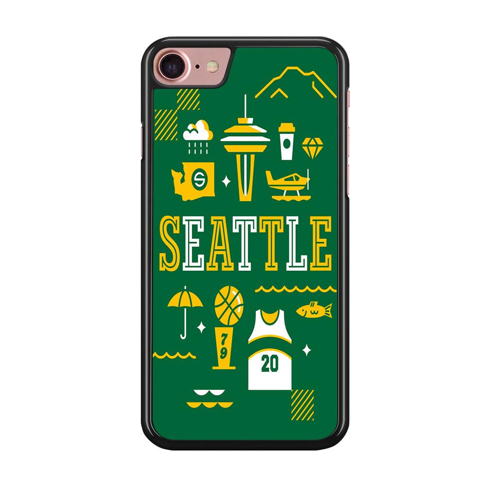 Seattle SuperSonics Basketball iPhone 7 Case-Rubber / Black (2D Case)-Xtracase