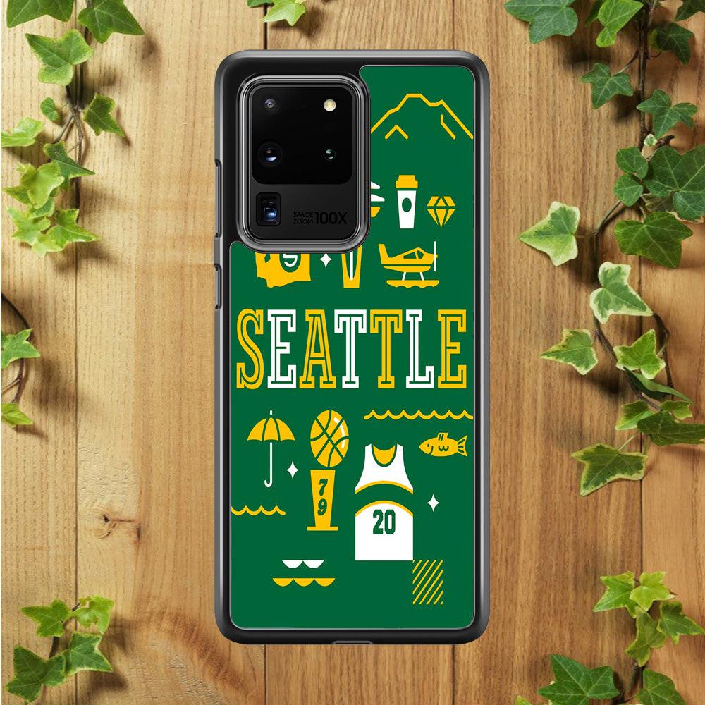 Seattle SuperSonics Basketball Samsung Galaxy S20 Ultra Case-Plastic / Full Wrap (3D Case)-Xtracase