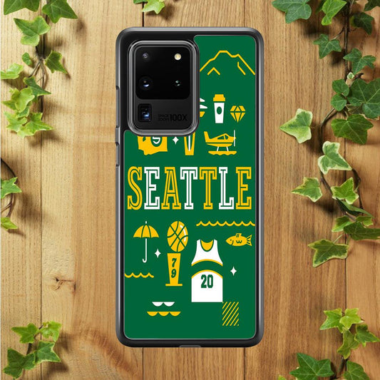 Seattle SuperSonics Basketball Samsung Galaxy S20 Ultra Case-Plastic / Full Wrap (3D Case)-Xtracase