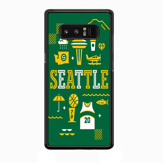 Seattle SuperSonics Basketball Samsung Galaxy Note 8 Case-Rubber / Black (2D Case)-Xtracase