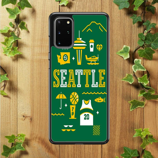 Seattle SuperSonics Basketball Samsung Galaxy S20 Plus Case-Rubber / White (2D Case)-Xtracase