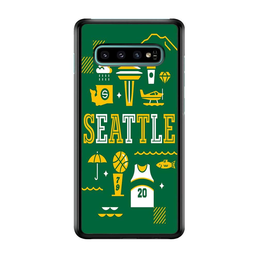 Seattle SuperSonics Basketball Samsung Galaxy S10 Case-Plastic / Full Wrap (3D Case)-Xtracase