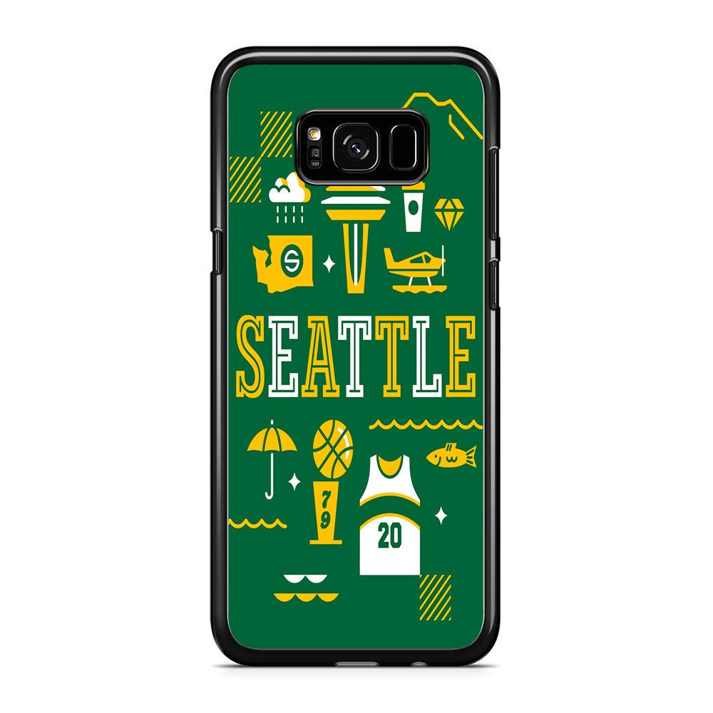 Seattle SuperSonics Basketball Samsung Galaxy S8 Case-Rubber / Black (2D Case)-Xtracase