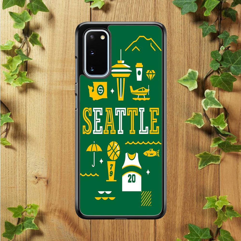 Seattle SuperSonics Basketball Samsung Galaxy S20 Case-Rubber / White (2D Case)-Xtracase