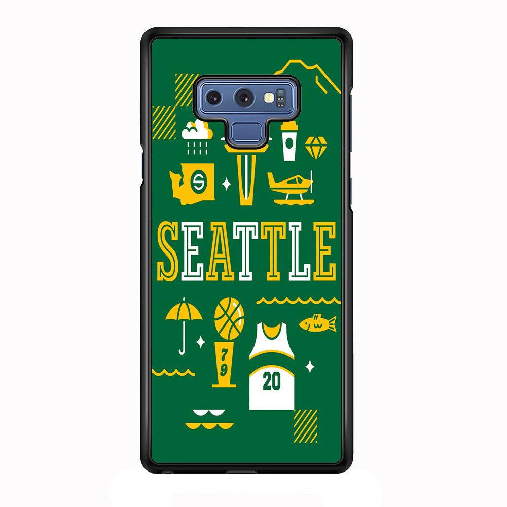 Seattle SuperSonics Basketball Samsung Galaxy Note 9 Case-Plastic / Full Wrap (3D Case)-Xtracase