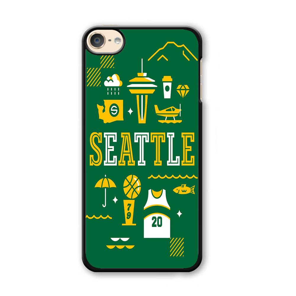Seattle SuperSonics Basketball iPod Touch 6 Case-Plastic / White (2D Case)-Xtracase