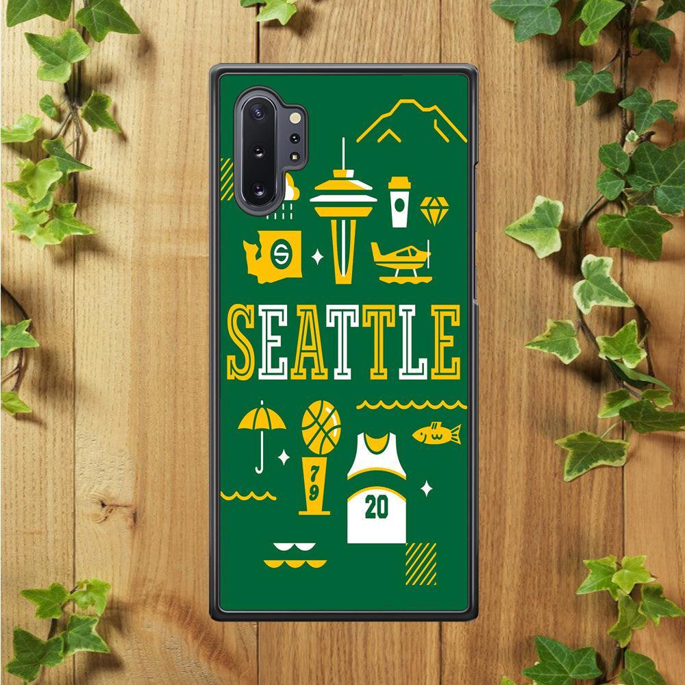 Seattle SuperSonics Basketball Samsung Galaxy Note 10 Plus Case-Rubber / White (2D Case)-Xtracase