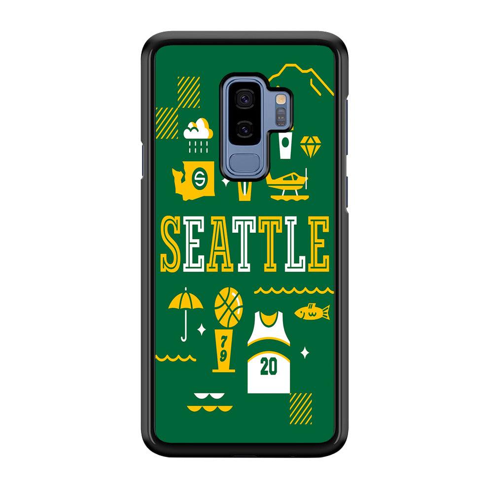 Seattle SuperSonics Basketball Samsung Galaxy S9 Plus Case-Rubber / Black (2D Case)-Xtracase