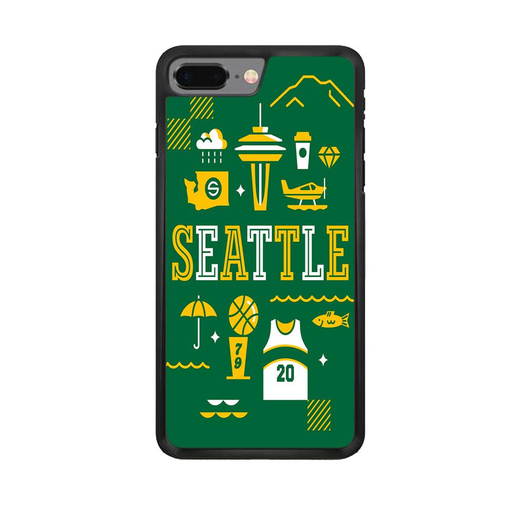 Seattle SuperSonics Basketball iPhone 8 Plus Case-Rubber / Black (2D Case)-Xtracase