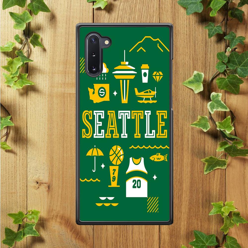 Seattle SuperSonics Basketball Samsung Galaxy Note 10 Case-Rubber / White (2D Case)-Xtracase