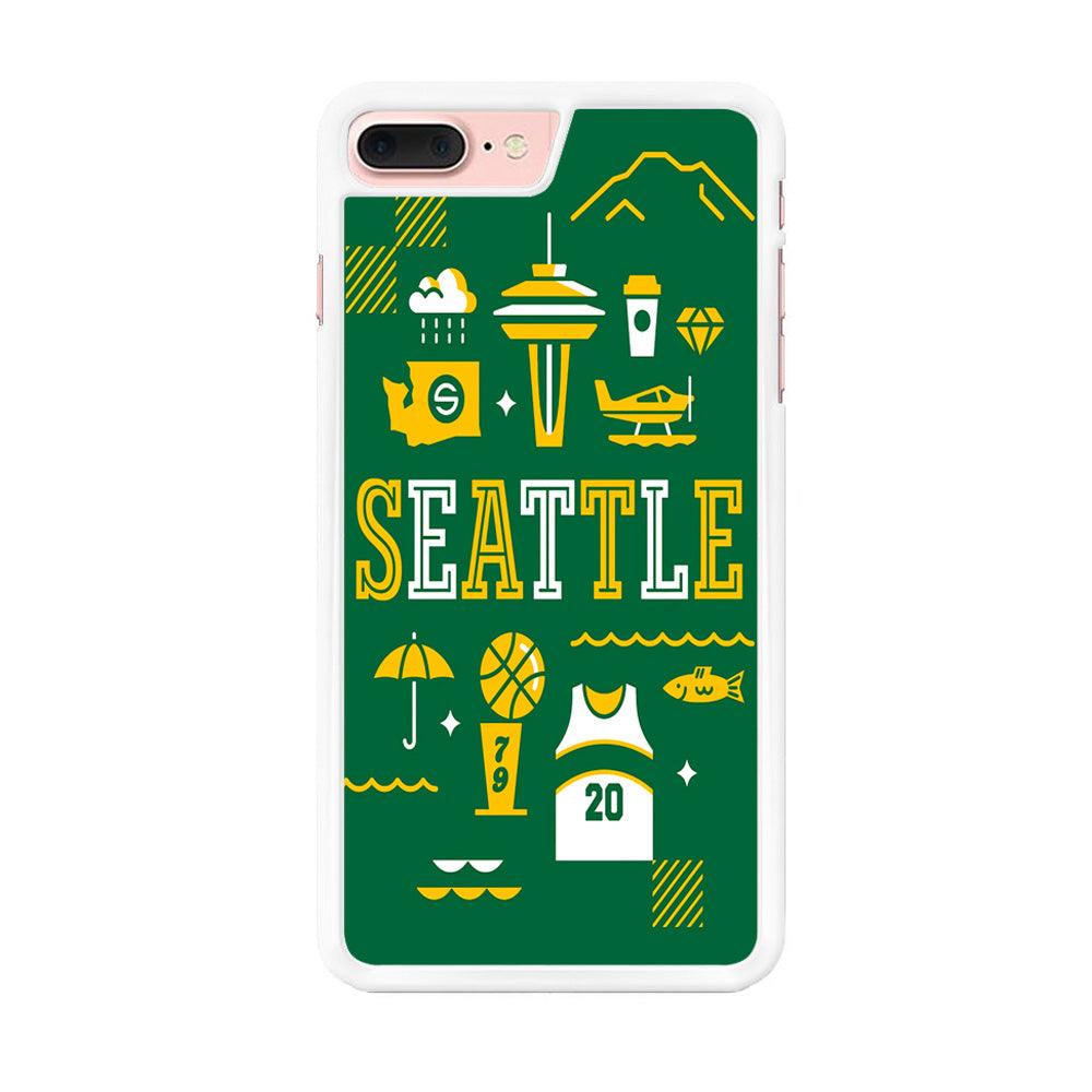 Seattle SuperSonics Basketball iPhone 8 Plus Case-Rubber / White (2D Case)-Xtracase