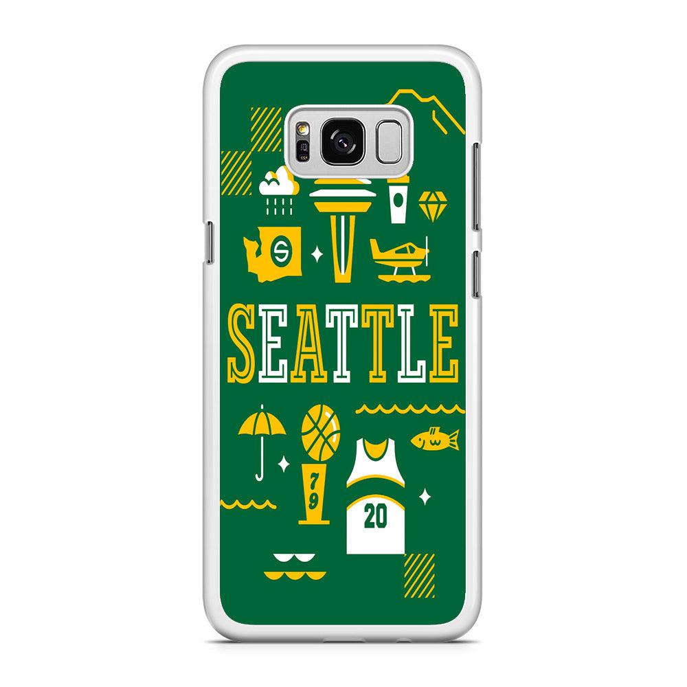 Seattle SuperSonics Basketball Samsung Galaxy S8 Case-Rubber / White (2D Case)-Xtracase