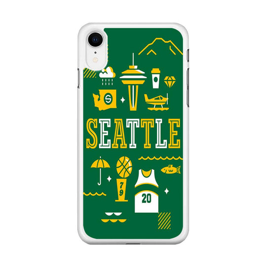 Seattle SuperSonics Basketball iPhone XR Case-Rubber / White (2D Case)-Xtracase