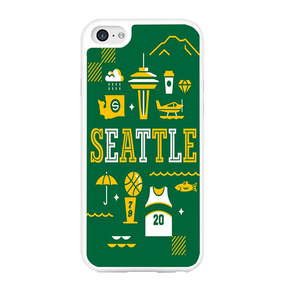 Seattle SuperSonics Basketball iPhone 6 | 6s Case-Rubber / White (2D Case)-Xtracase