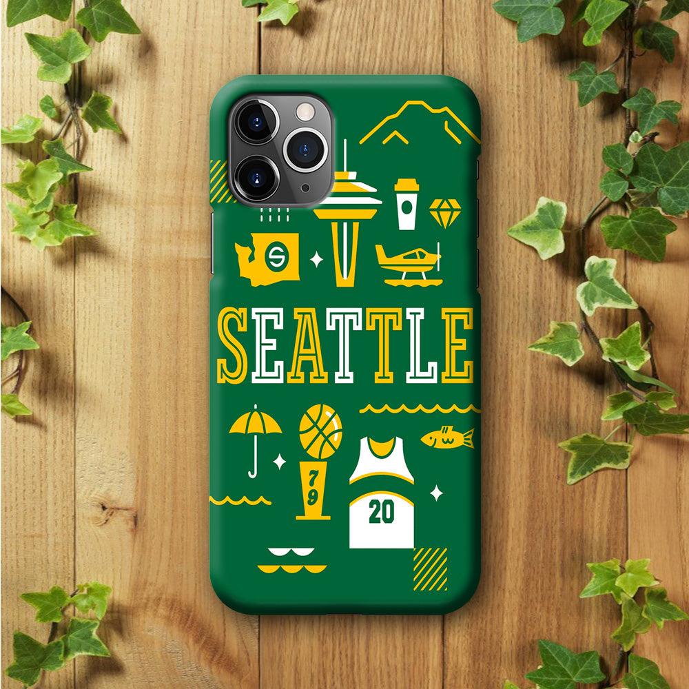 Seattle SuperSonics Basketball iPhone 11 Pro Case-Plastic / Full Wrap (3D Case)-Xtracase