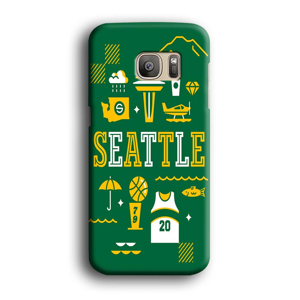 Seattle SuperSonics Basketball Samsung Galaxy S7 Edge Case-Plastic / Full Wrap (3D Case)-Xtracase