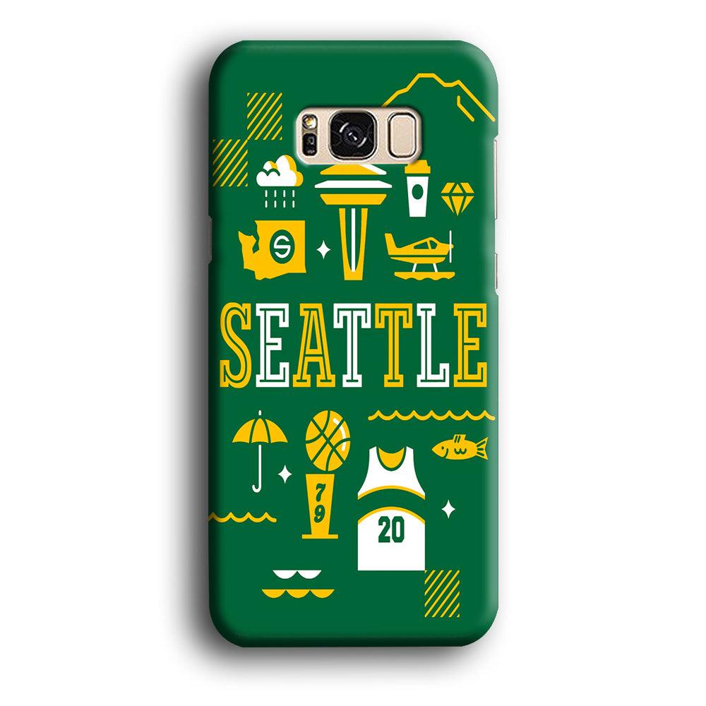 Seattle SuperSonics Basketball Samsung Galaxy S8 Case-Plastic / Full Wrap (3D Case)-Xtracase