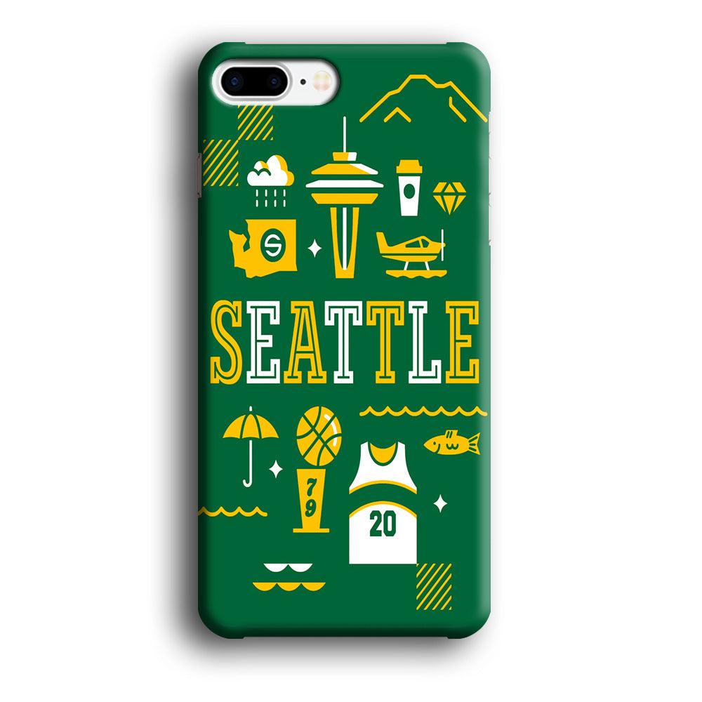 Seattle SuperSonics Basketball iPhone 8 Plus Case-Plastic / Full Wrap (3D Case)-Xtracase