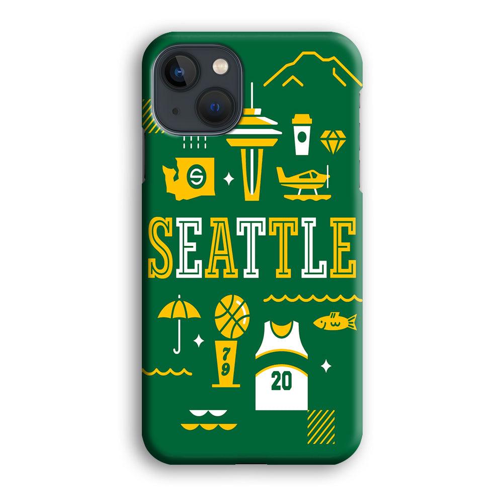 Seattle SuperSonics Basketball iPhone 13 Pro Case-Plastic / Full Wrap (3D Case)-Xtracase