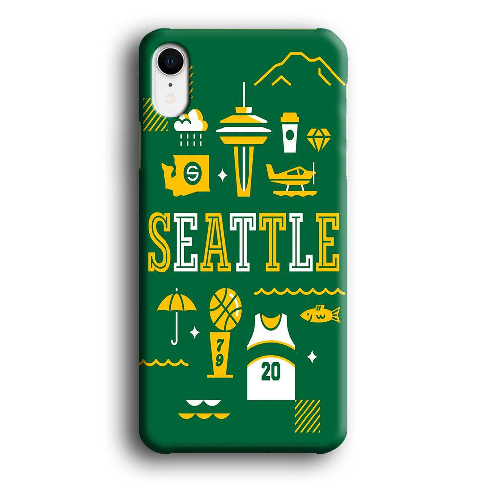 Seattle SuperSonics Basketball iPhone XR Case-Plastic / Full Wrap (3D Case)-Xtracase