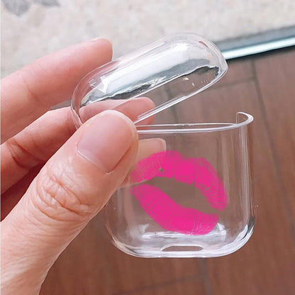 Sexy Pink Lip Protective Clear Case Cover For Apple Airpods-Xtracase