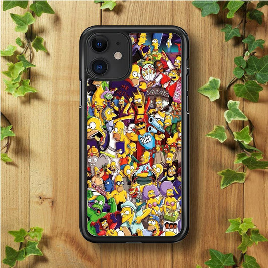Simpson All Character iPhone 11 Case-Rubber / Black (2D Case)-Xtracase