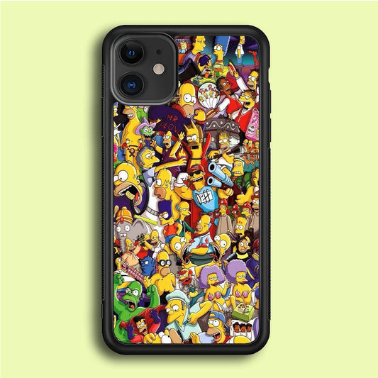 Simpson All Character iPhone 12 Mini Case-Rubber / Black (2D Case)-Xtracase