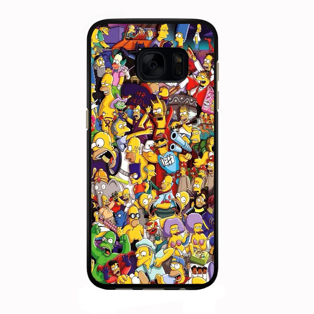 Simpson All Character Samsung Galaxy S7 Edge Case-Rubber / Black (2D Case)-Xtracase