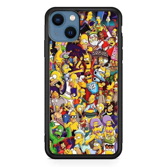 Simpson All Character iPhone 13 Mini Case-Rubber / Black (2D Case)-Xtracase