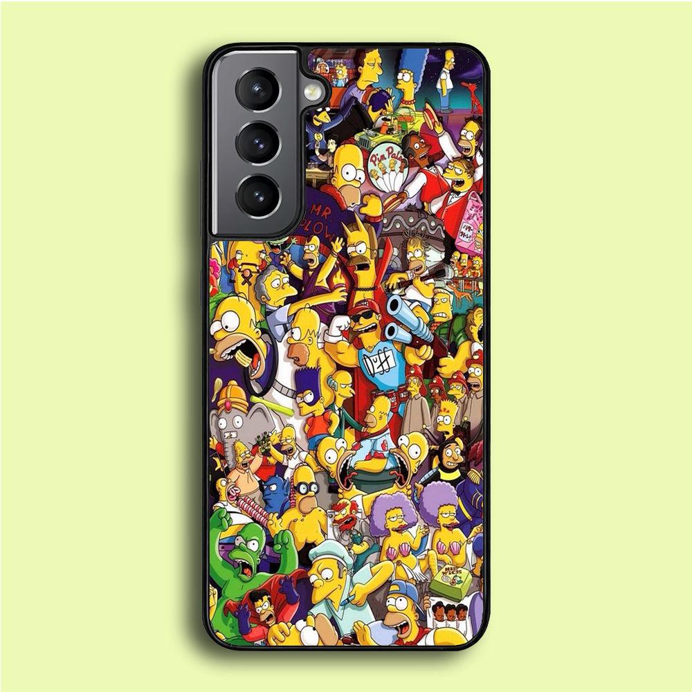 Simpson All Character Samsung Galaxy S21 Case-Rubber / Black (2D Case)-Xtracase